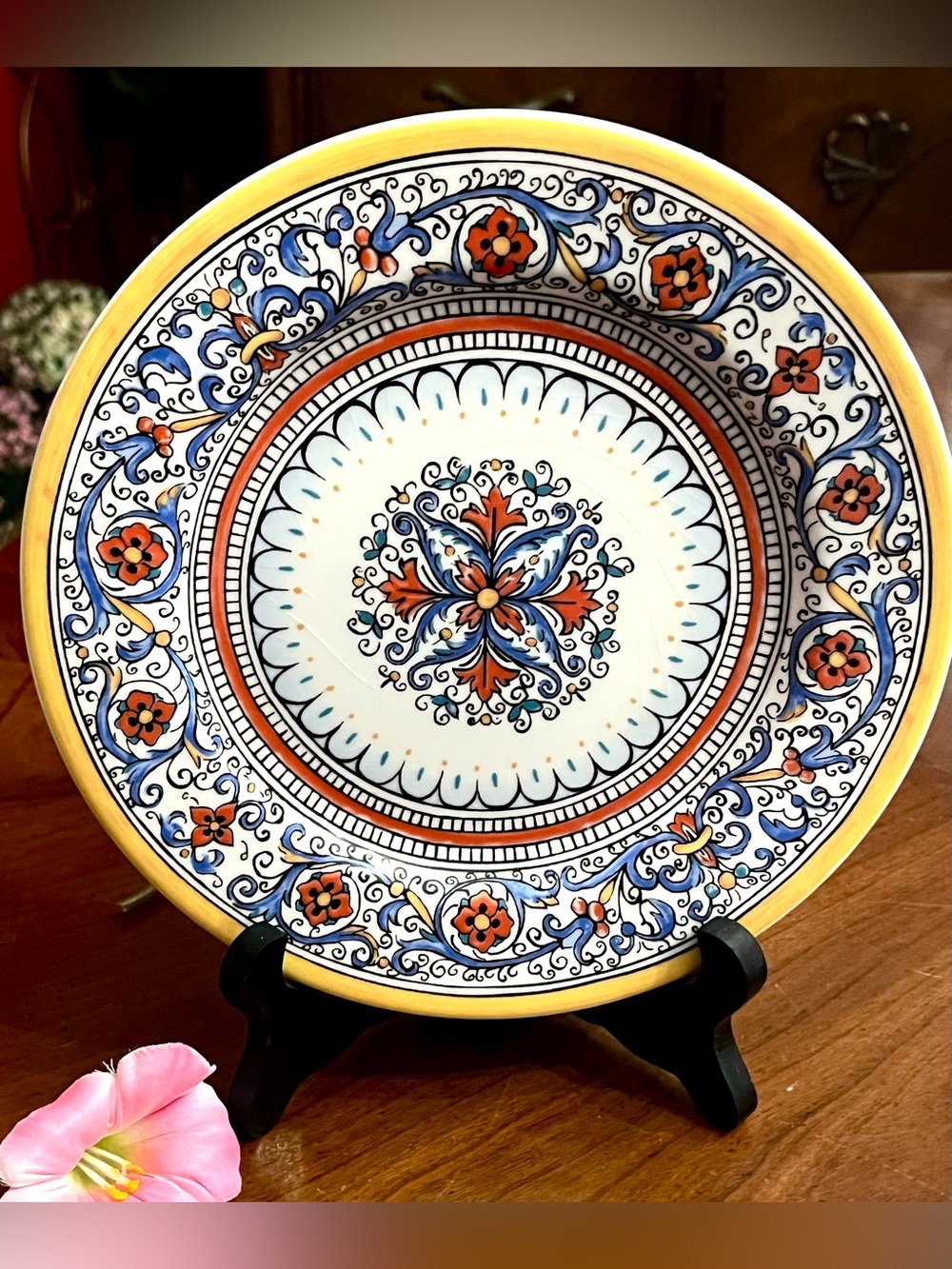 World Market Porto 8" Salad Plate Floral Geometric Majolica Pattern Portugal